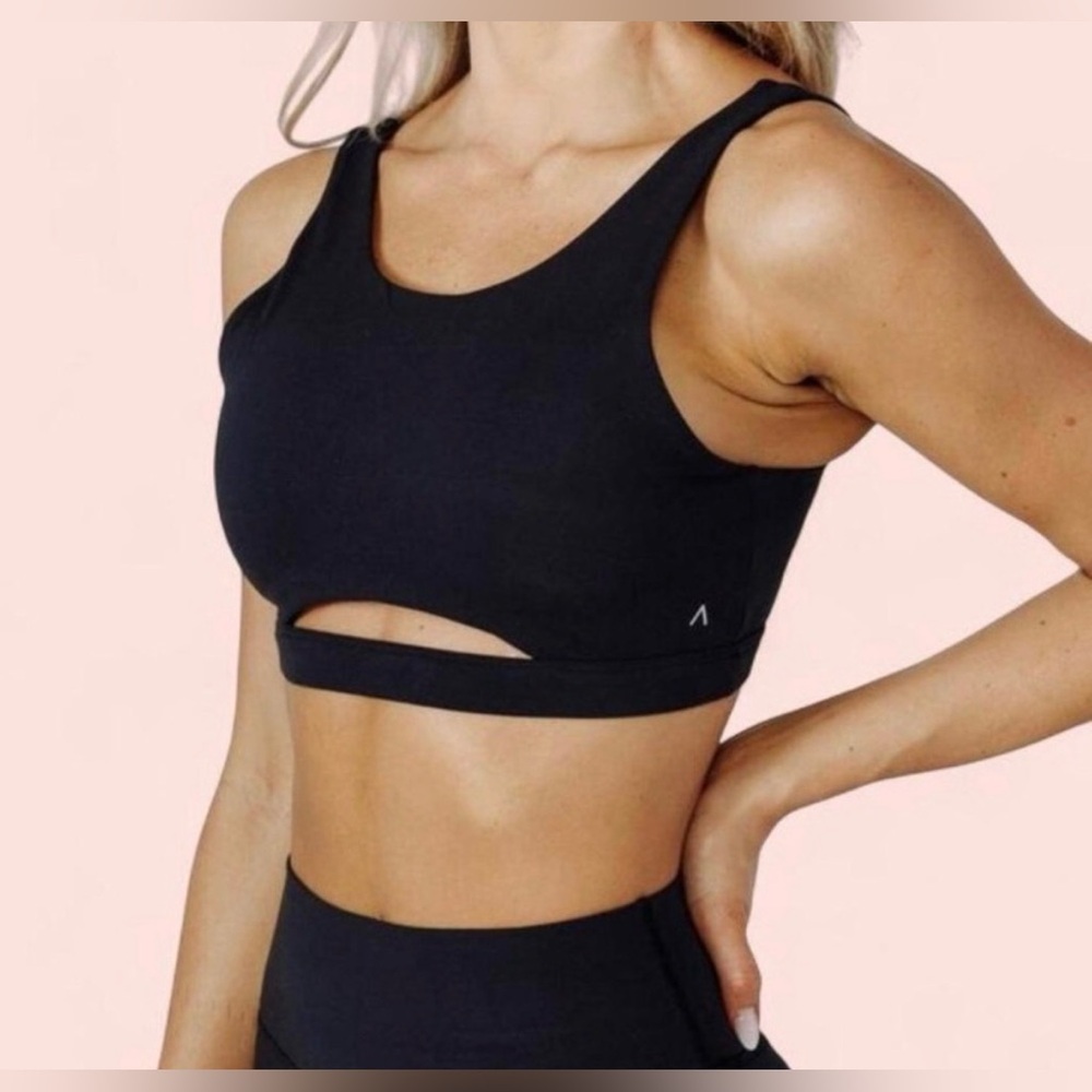 ACTA Black Pullover Sports Bra with Logo for Women Size S